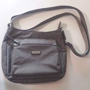 Baggallini purse, shoulder bag or crossbody, grey/silver